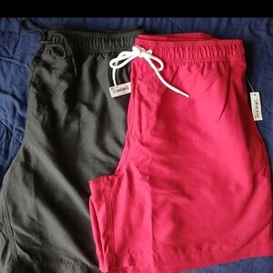 Men's Black and Red Shorts